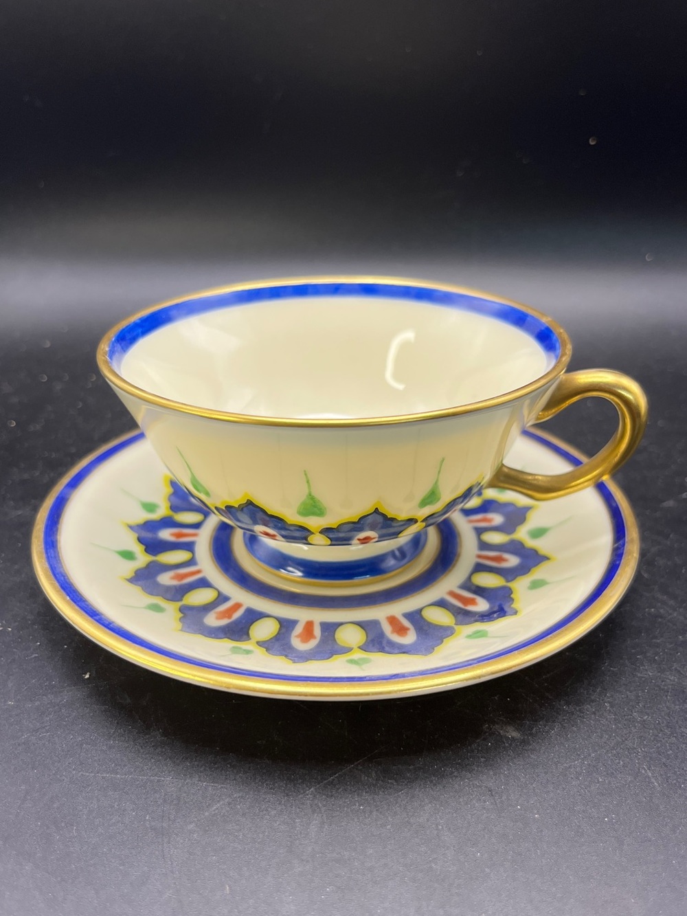 Vintage Lenox Dubarry Gray Cup Saucer Set X-433 Fine China Personal Gold Script